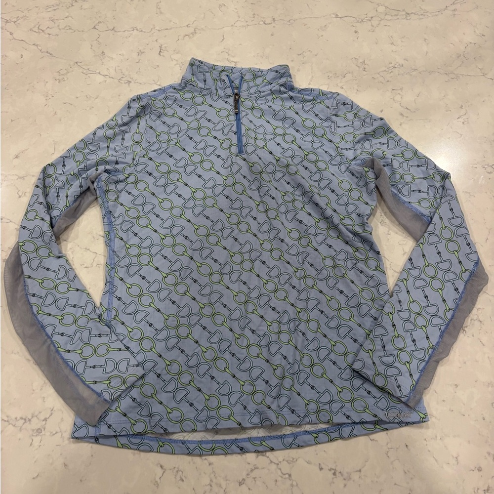 Dover Saddlery Long Sleeve Riding Shirt, Blue & Green